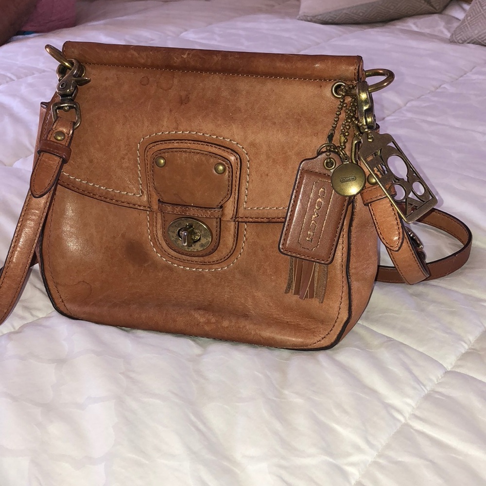 Authentic handmade leather coach purse